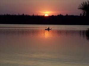 Kayaking on Lake Emma, Hawks, Michigan.