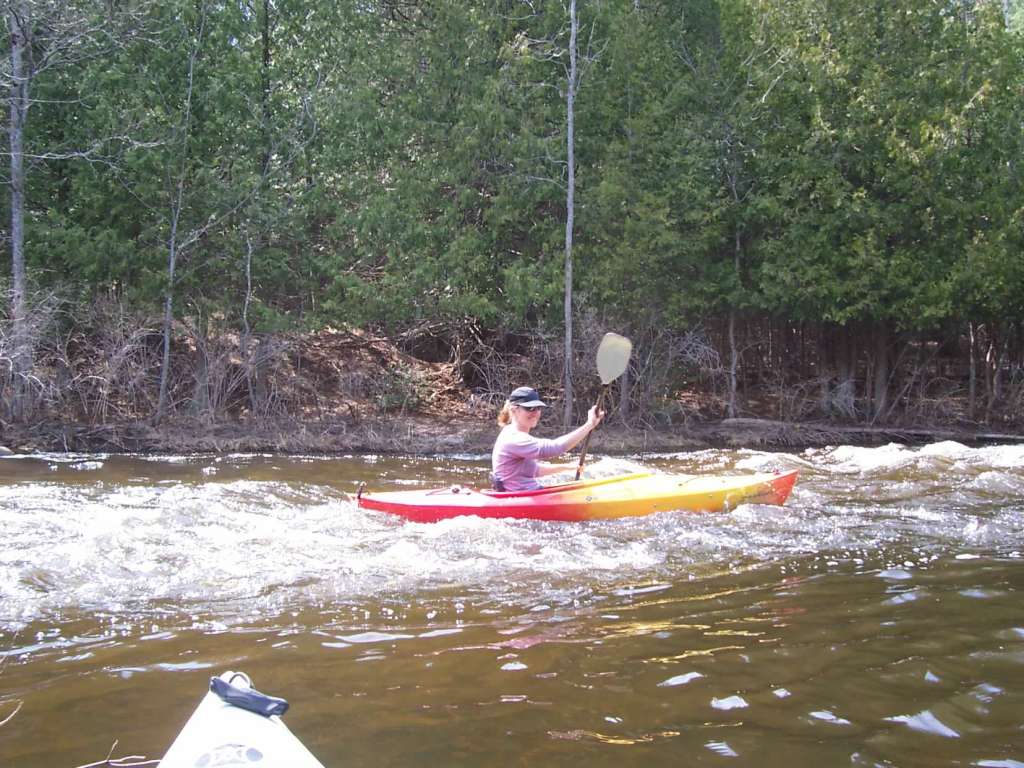 Kayaking rapids on the Pigeon River, Northern Lower Michigan. 